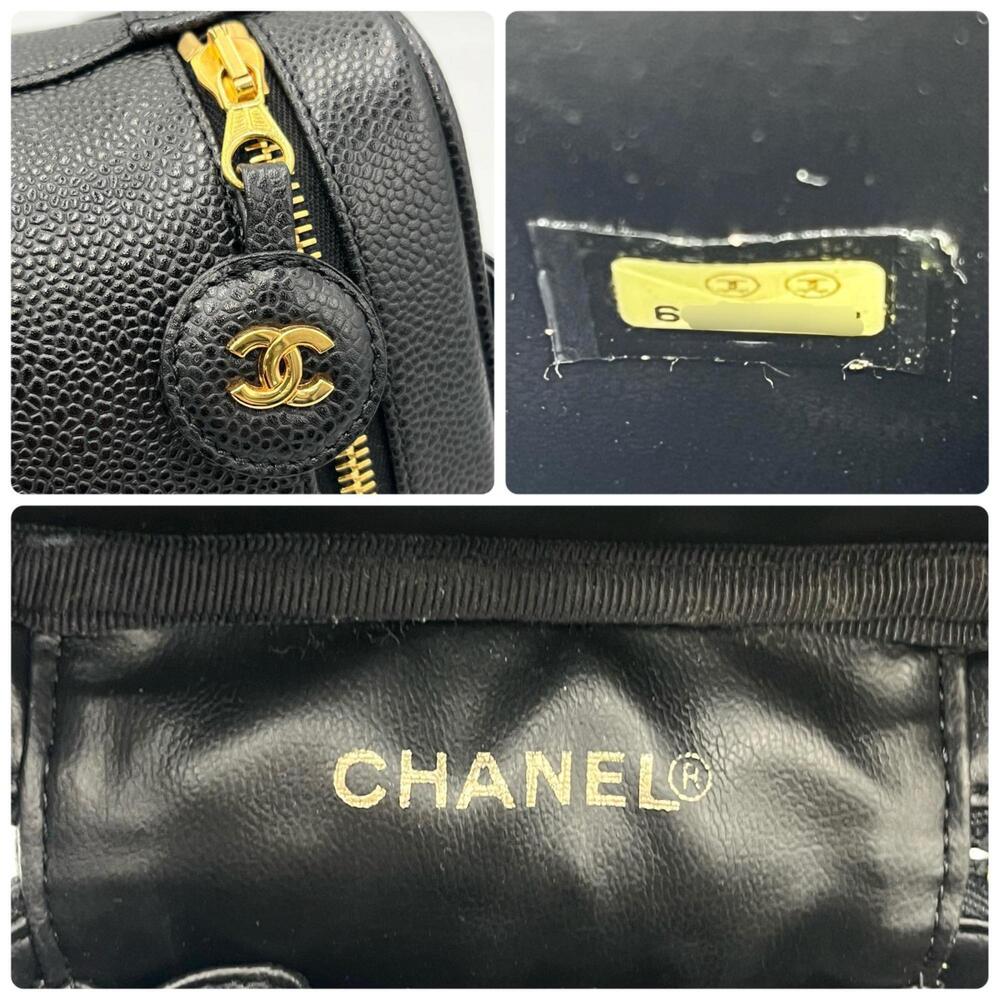 CHANEL Black Caviar Leather Logo Vanity Bag - Picture 9 of 10